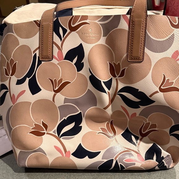 Kate Spade Floral Tote - Cream, Tan, Black, Pink - Picture 6 of 12
